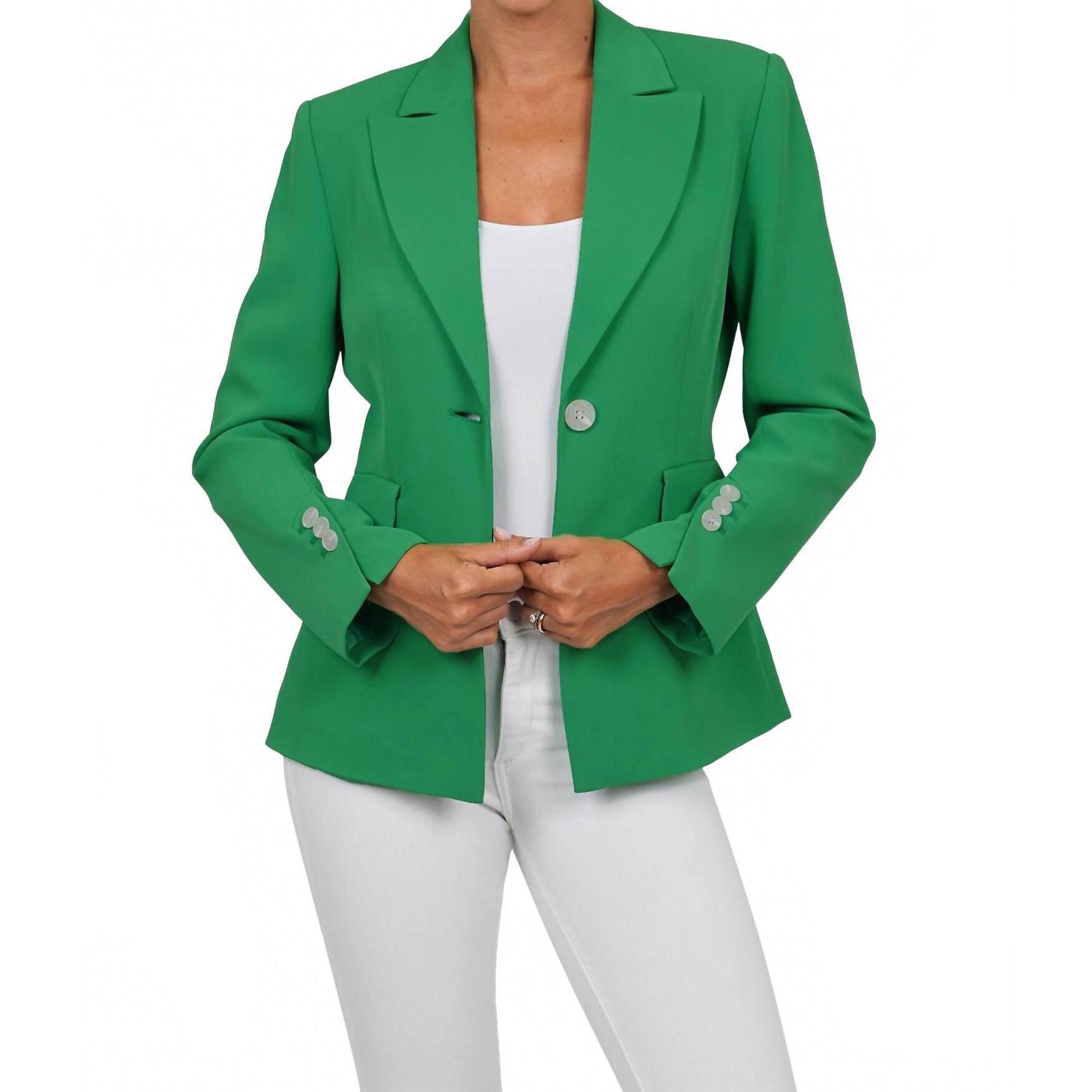 New Love Token Kara Woven Blazer In Green